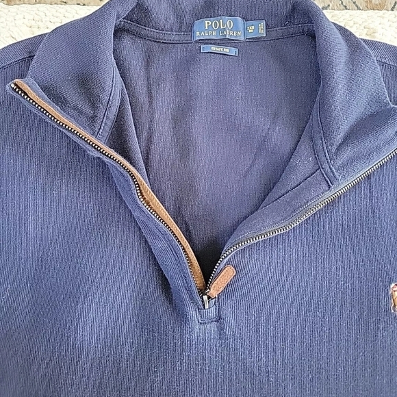 Polo Ralph Lauren 1/4 Quarter Zip Long Sleeves Men Size 2X Big Navy Blue - Picture 3 of 10